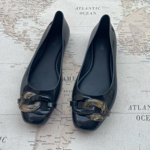 Melissa Aura Chain Black Ballet Flats Size 6 - Picture 3 of 9